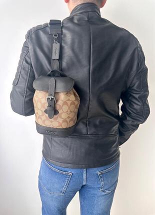 Мужская брендовая кожаная сумочка бананка coach hudson small pack поясная сумка кроссбоди оригинал коач коуч на подарок мужу парню