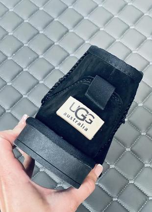 Ugg mini замш уггі мині замшеві чорні низькі