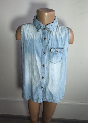 Джинсовая рубашка на девочку, на 9-10 лет1 фото