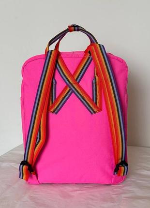 Розовый рюкзак с радужными ручками kanken classic 16l2 фото