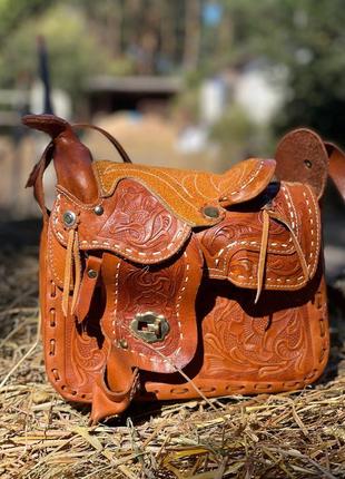 Уникальная сумка кожаная в виде седла вестерн, в стиле бохо usa2 фото