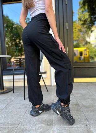 Карго брюки брюки джинс джинсовые джинсы накладные карманы затяжки резинки базовые спортивные высокая посадка резинки манжеты брючины джоггеры4 фото