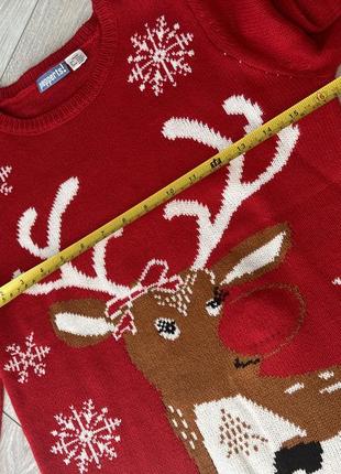 Новогодний свитер с оленем милый новогодний свитер 12-14р для девчонки с оленечкой6 фото