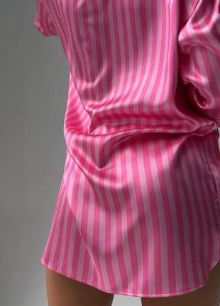Женская неоновая/розовая рубашка victoria's secret в полоски6 фото