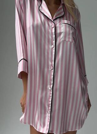 Женская розовая рубашка victoria's secret в полоски.5 фото
