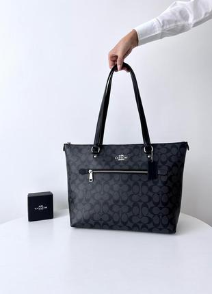 Жіноча брендова сумка coach gallery tote in signature canvas оригінал сумочка тоут тоте коач коуч шкіра на подарунок дружині подарунок дівчині1 фото