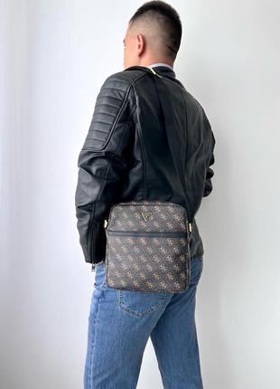 Мужская брендовая сумочка guess vezzola 4g logo crossbody гезз оригинал сумка на подарок мужу подарок парню2 фото