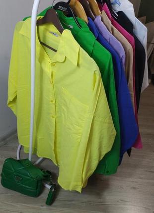 Яркие женские рубашки блузки из натурального льна.6 фото