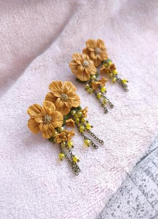 🌠 длинные цветочные серьги ручной работы