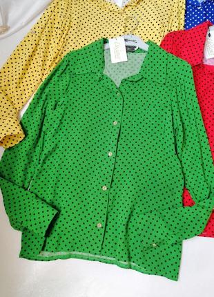 Блуза сорочка з натуральної бавовняної тканини в горох тканина легка штапель різні кольори розміри 48 фото