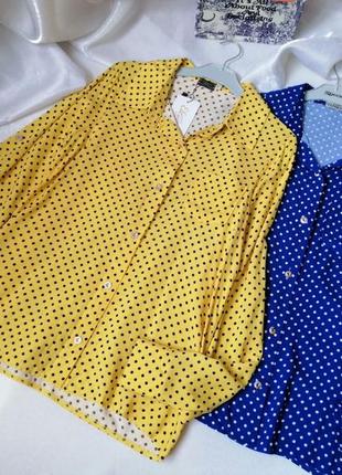 Блуза сорочка з натуральної бавовняної тканини в горох тканина легка штапель різні кольори розміри 410 фото
