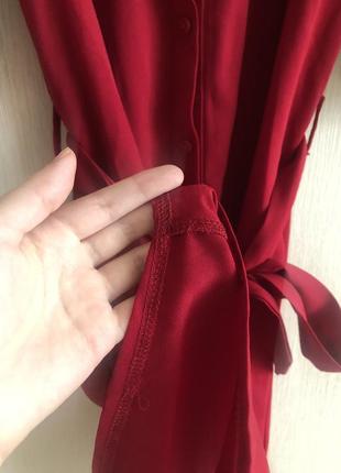 Нарядное шифоновое красное платье рубашка5 фото