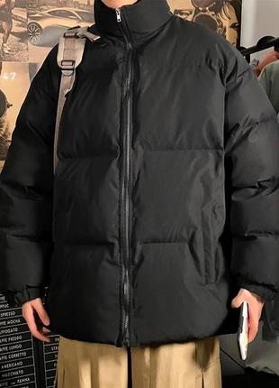Мужской пуховик теплый на зиму черный  ⁇  оверсайз куртки пуховик для мужчины1 фото