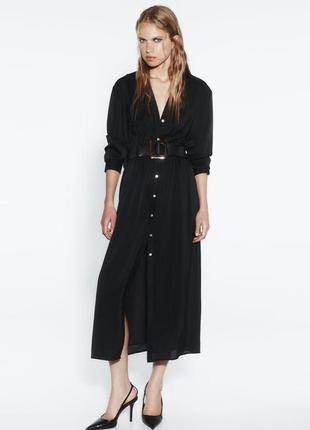 Текстурована сукня середньої довжини з ременем zara