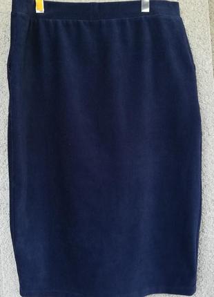 Вельветовая юбка карандаш с накладными карманами спереди с разрезом2 фото