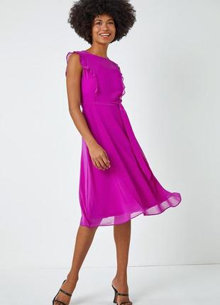 Большой размер роскошное шифоновое платье миди качество3 фото
