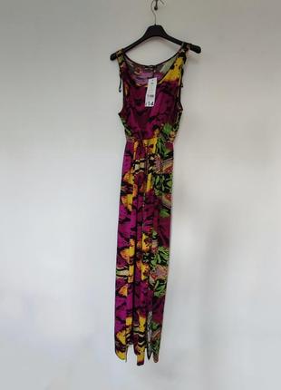 Длинное платье в пол цветное летнее фирменное с разрезами пляжное1 фото