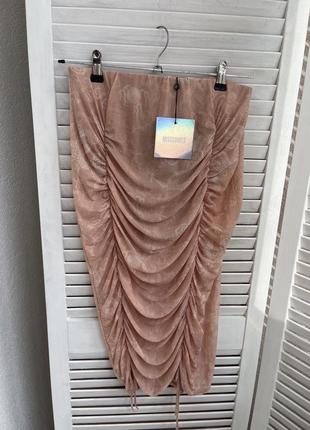 Пудровая юбка сетка драпировка подклад трусиками9 фото