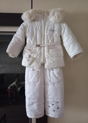 Зимний комплект для девочки р. 80 куртка комбинезон1 фото