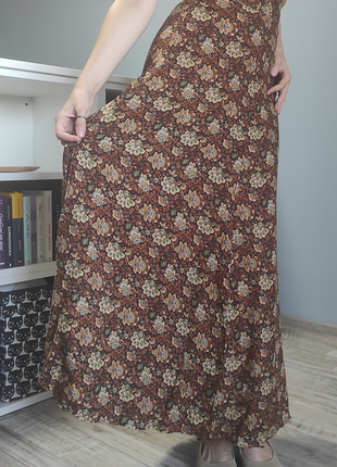 Винтажная макси юбка в цветочный принт4 фото