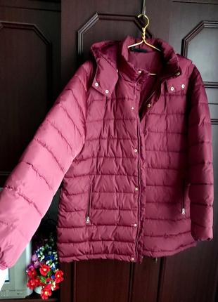 Куртка пуховик батал бордо, осень зима, оверсайз, пальто большой размер4 фото