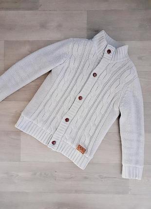 Серый детский вязаный свитер куртка теплый