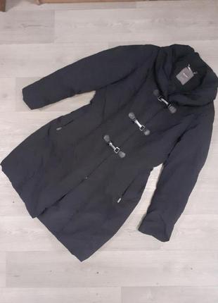 Черный осенний длинный плащ пальто куртка