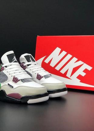 Женские кожаные кроссовки в стиле nike air jordan 4 🆕 высокие джорданы3 фото