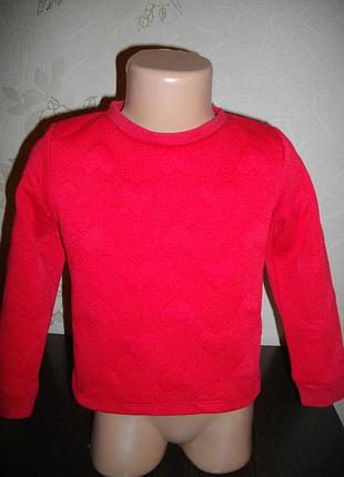 Кофта h&m плотненький полиестер с сердечками, 3-4 года (98-104 см)