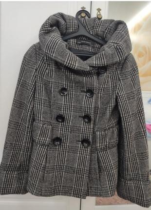 Куртка женская, пальто женское в клетку, теплое, zara basic1 фото