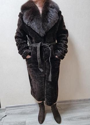Шуба из мутона и песца