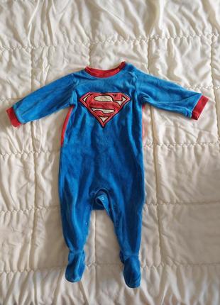 Велюровый человечек супермен h&m для мальчика на 6-9 месяцев