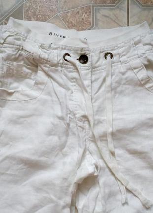 Белые льняные брюки шаровары river island8 фото