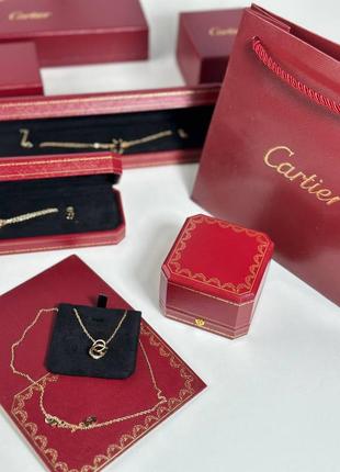 Подвеска серебро 925 два кольца с камнями на цепочке брендовая в стиле cartier6 фото