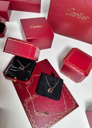 Подвеска серебро 925 два кольца с камнями на цепочке брендовая в стиле cartier7 фото