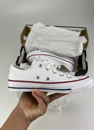 Converse chuck taylor all star ox m7652c белые, оригинальные кеды конверс