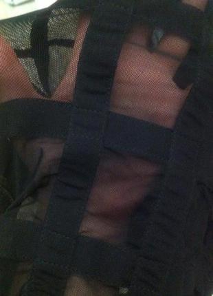 Гламурный дерзкий эффектный черный прозрачный бандажный костюм сетка и резинка-топ и юбка s2 фото
