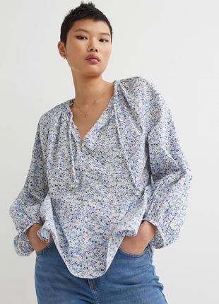 H&m блуза в цветочный принт кроя оверсайз5 фото