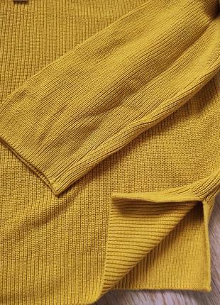 Вязаный горчичный свитер худи от benetton8 фото