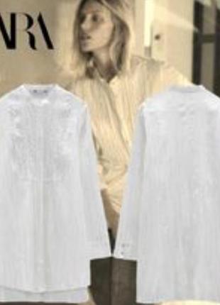 Zara рубашка белоснежная удлиненная большого размера поплин/мальчик4 фото