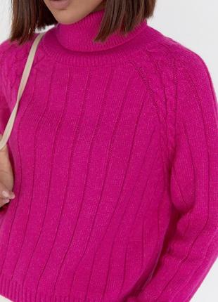В вязаный свитер с рукавами реглан, фуксия2 фото