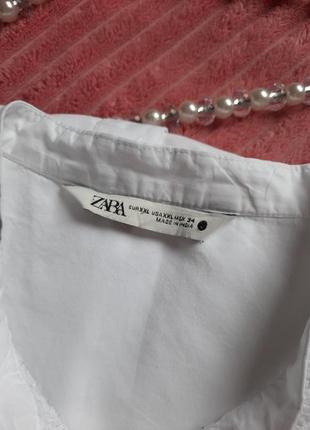 Zara рубашка белоснежная удлиненная большого размера поплин/мальчик7 фото