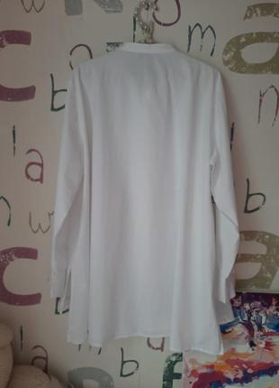 Zara рубашка белоснежная удлиненная большого размера поплин/мальчик10 фото