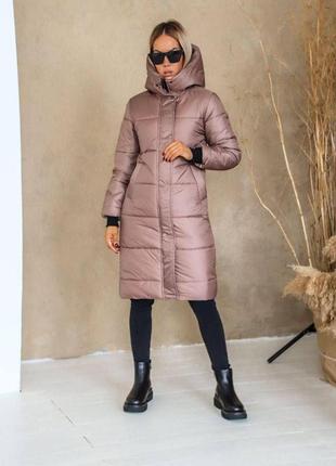 Жіноче пальто з капюшоном 2/46/ мр 072 куртка довга зима (s. m. l розміри)