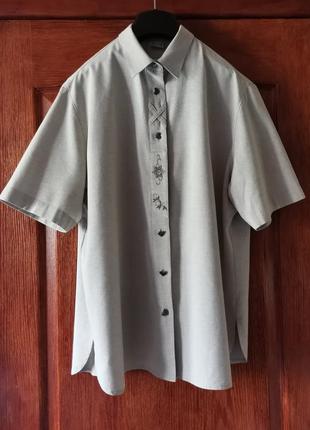 Винтажная льняная рубашка оверсайз вышивка imperial landhaus базовая рубашка3 фото