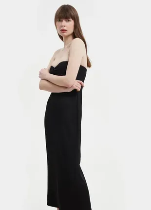 Черное платье-бюстье длинной меди с вискозой2 фото