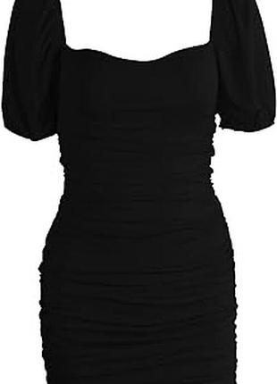 Платье мини черная, платье, платье короткая с короткими рукавами