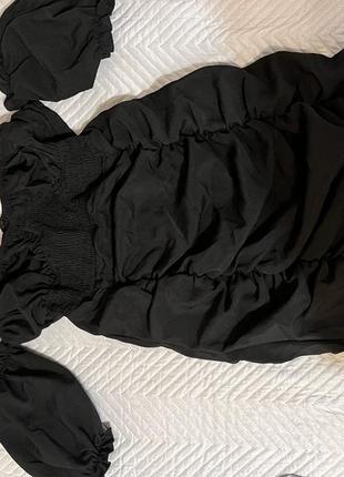 Платье мини черная, платье, платье короткая с короткими рукавами3 фото