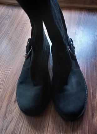 Кожаные сапоги тимберленд черные4 фото