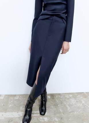 Стильная и очень красивая юбка миди zara с завышенной талией